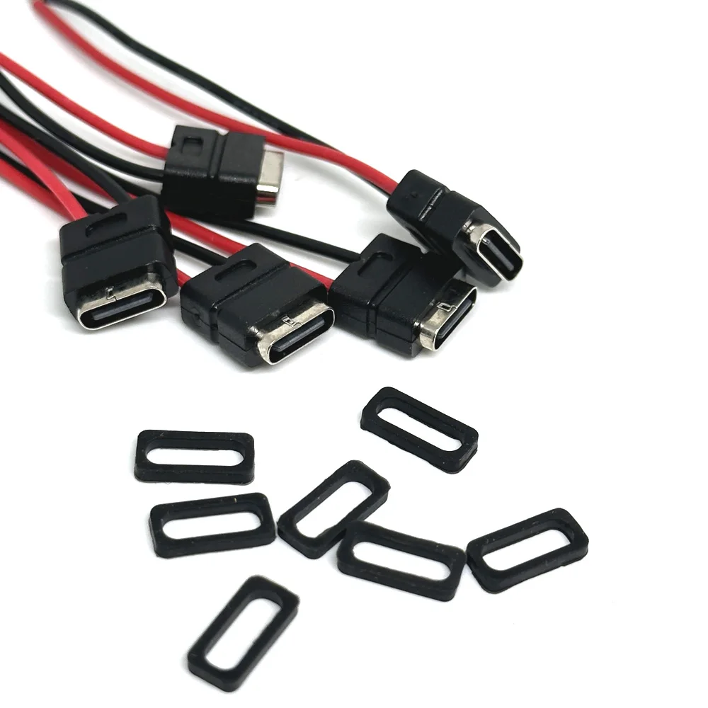 2Pin USB-C Type IPX5-7 Waterproof USB Connector Direct Compression Female Base Female Socket Charging Interface With Welding