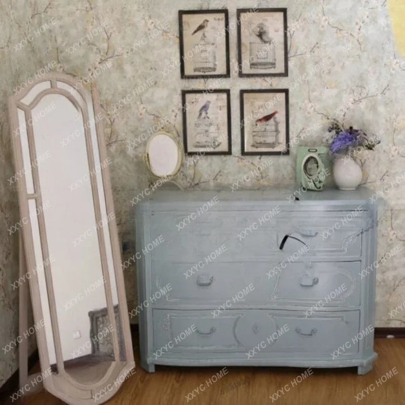 country furniture,  solid wood classic blue chest customization