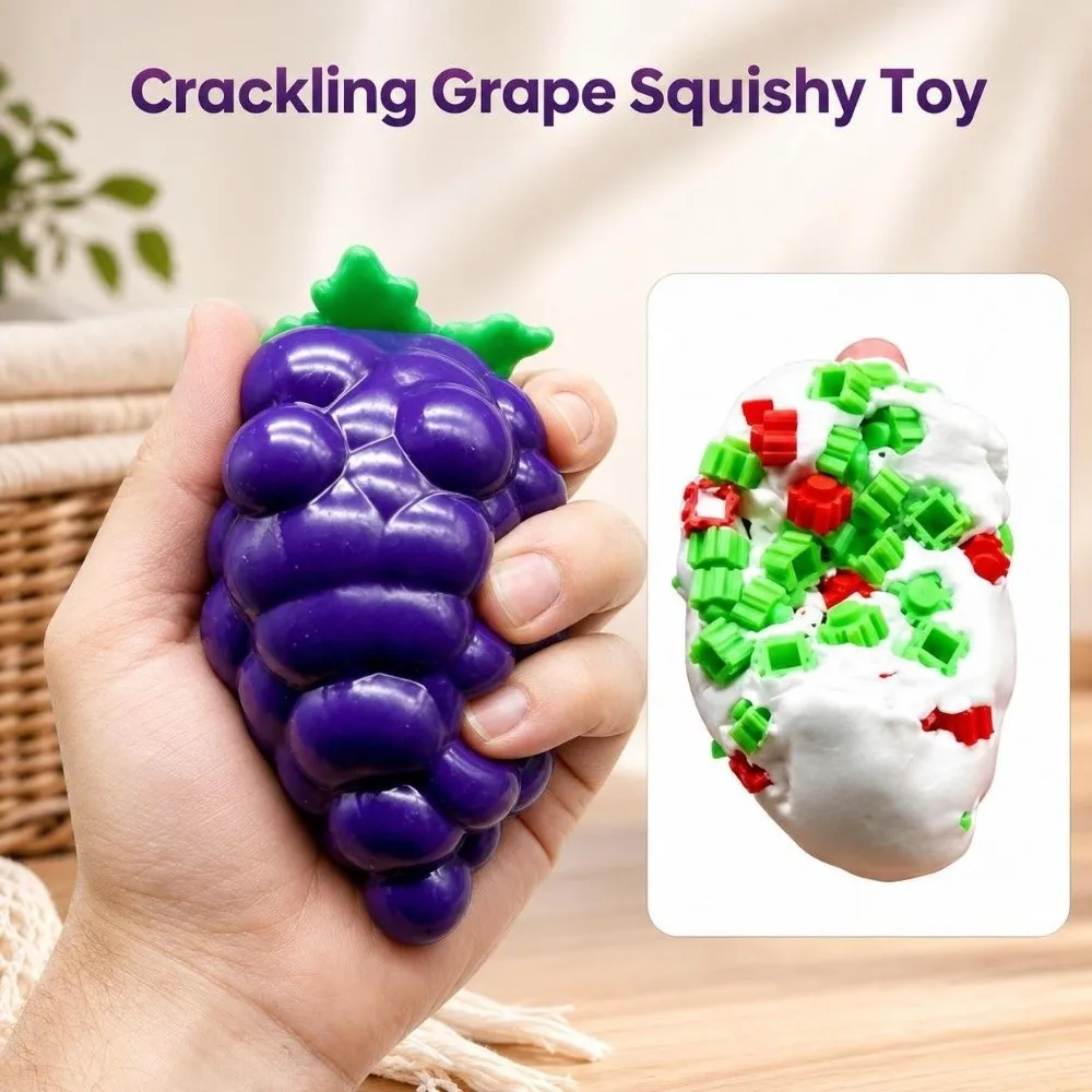 Crunchy Simulated Grape Squeeze Sound Effects Soft Fruits Pinch Moldable Hand Relax Crackling Grape Squishy Children's Gifts