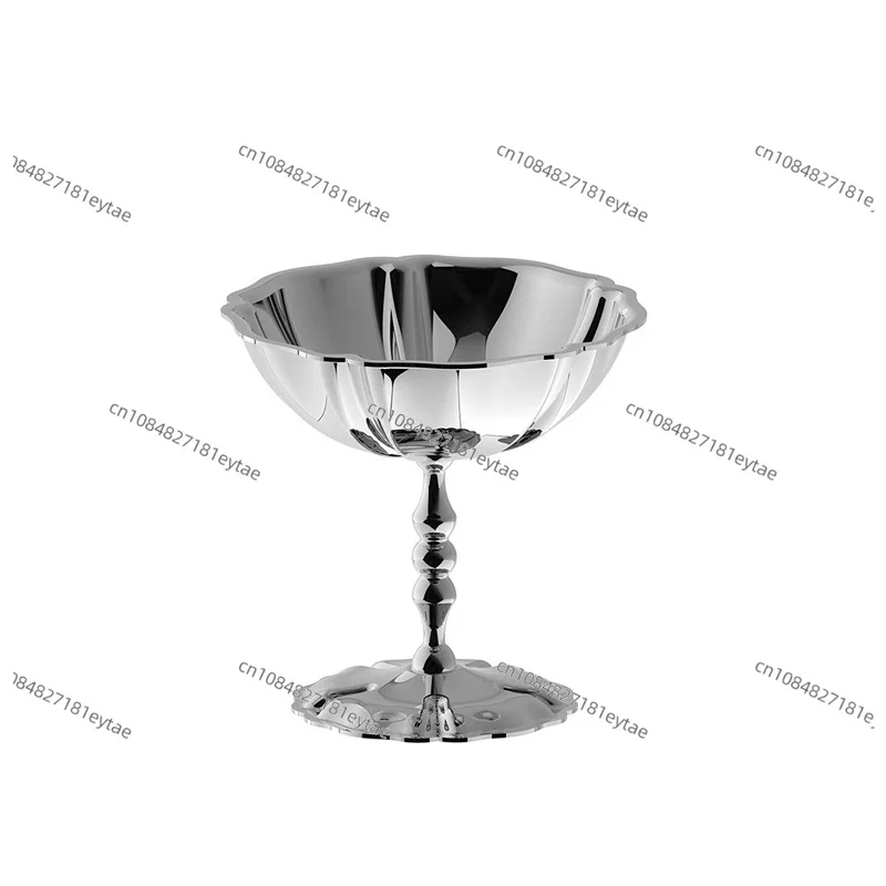 

Modern Light Luxury Stainless Steel Dessert Cup Tall Stem Short Foot Ice Cream Cup Nordic Style Pudding Bowl for Tea Party