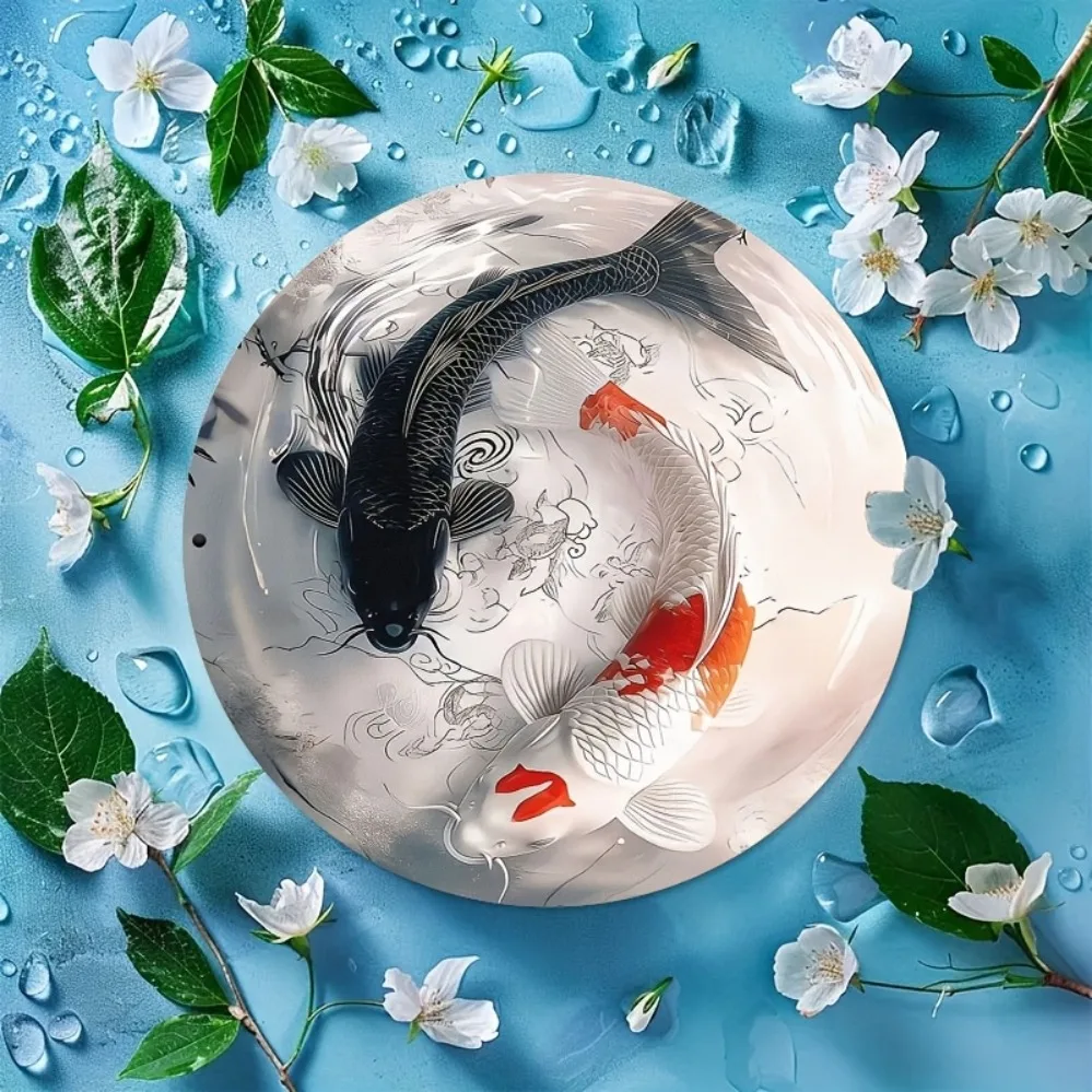 Elegant Black and White & Red-Orange Koi Fish Designs - Durable Iron Material, Perfect for Home, Office, Restaurant or Bar