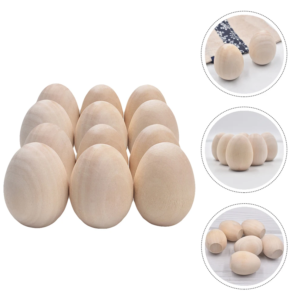 12 szt. Drewniane Jajka Symulacja Malowanie Sztuczne Zabawki dla Maluchów Dzieci Kolorowanki Fałszywe Graffiti