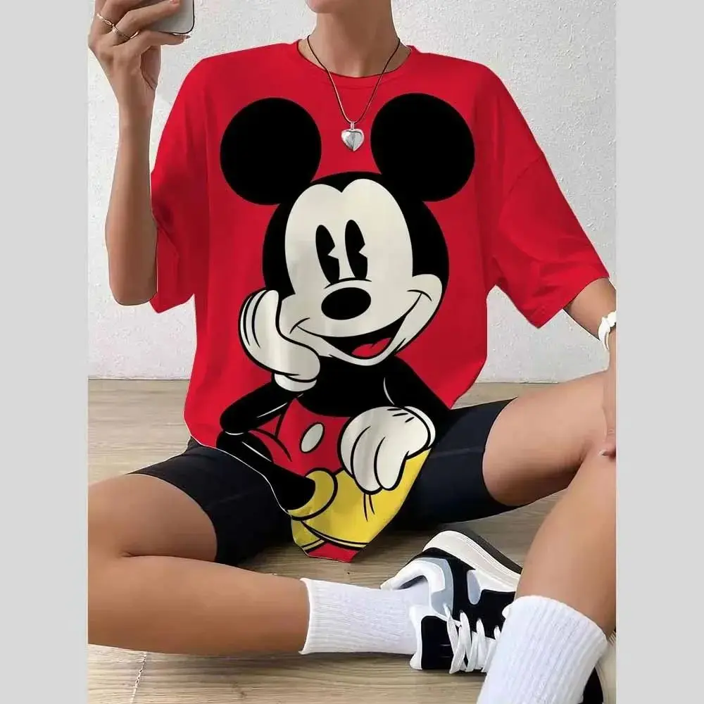 

Женская повседневная одежда Disney с увеличенным принтом Микки Мауса 2026 года, повседневная, в стиле ретро, бохо, с круглым вырезом, без рукавов, с сексуальным принтом на подоле