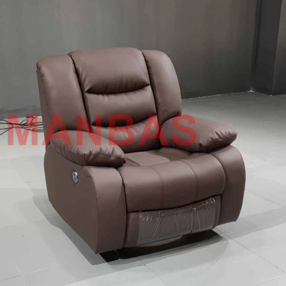 MANBAS Electric / Manual Recliner Chair with Swivel, Rocking Functional, Genuine Leather Multifunctional Armchair Single Seat