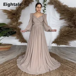 Eightale New in Evening Dresses Chiffon Long Sleeves Appliques Beaded Prom Party Gown Graduation vestidos festas e eventos