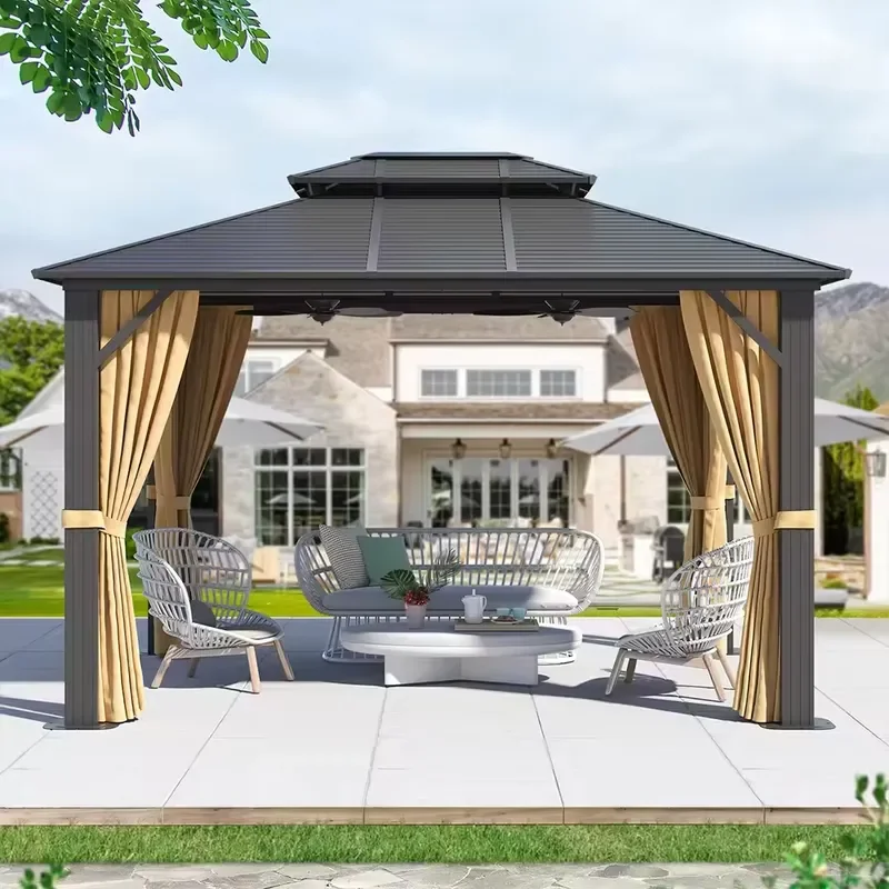 High Quality Outdoor Furniture Garden Villa Aluminum Gazebo Hard Top Grill Gazebo