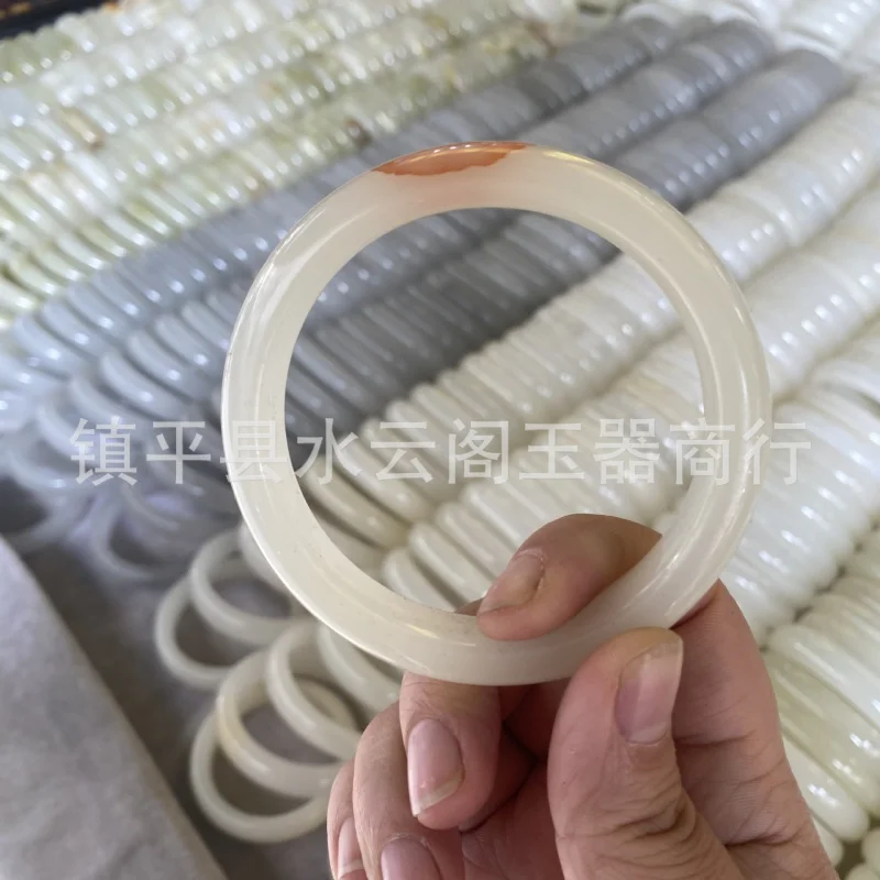 

Elegant Jade Bracelet Imitation Hetian Jade Color Women's Flat Jade Bracelet Women's Blue and White Afghan Jade Bangle Batch