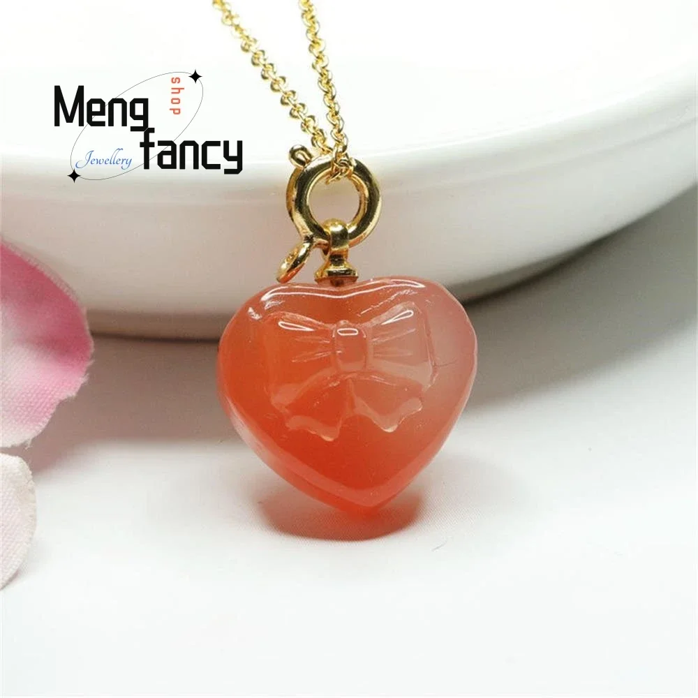 Natural Salt Source Agate Love Heart Pendant Elegant  High-grade Exquisite Luxury Quality Jewelry Best Selling Fine Holiday Gift