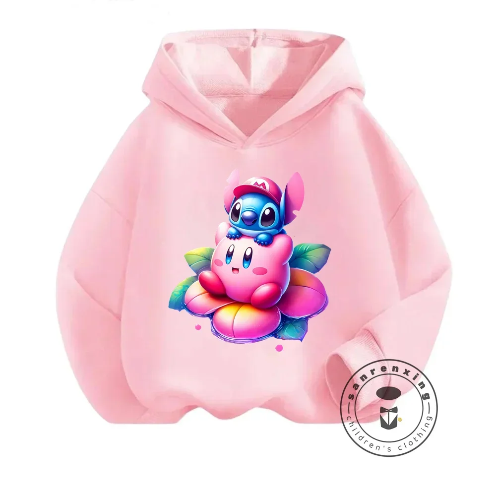 Japanese Style Kirby Hoodie for Kids Spring Autumn Casual Wear Cartoon Printed Popular Game Character Fashion Street Pullover