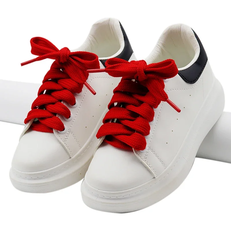 Widened 18mm Width Double Layer Wide Laces Sneakers Solid Color Flat Fat Shoestrings Air Queen Bootlaces Force Shoelaces Cord