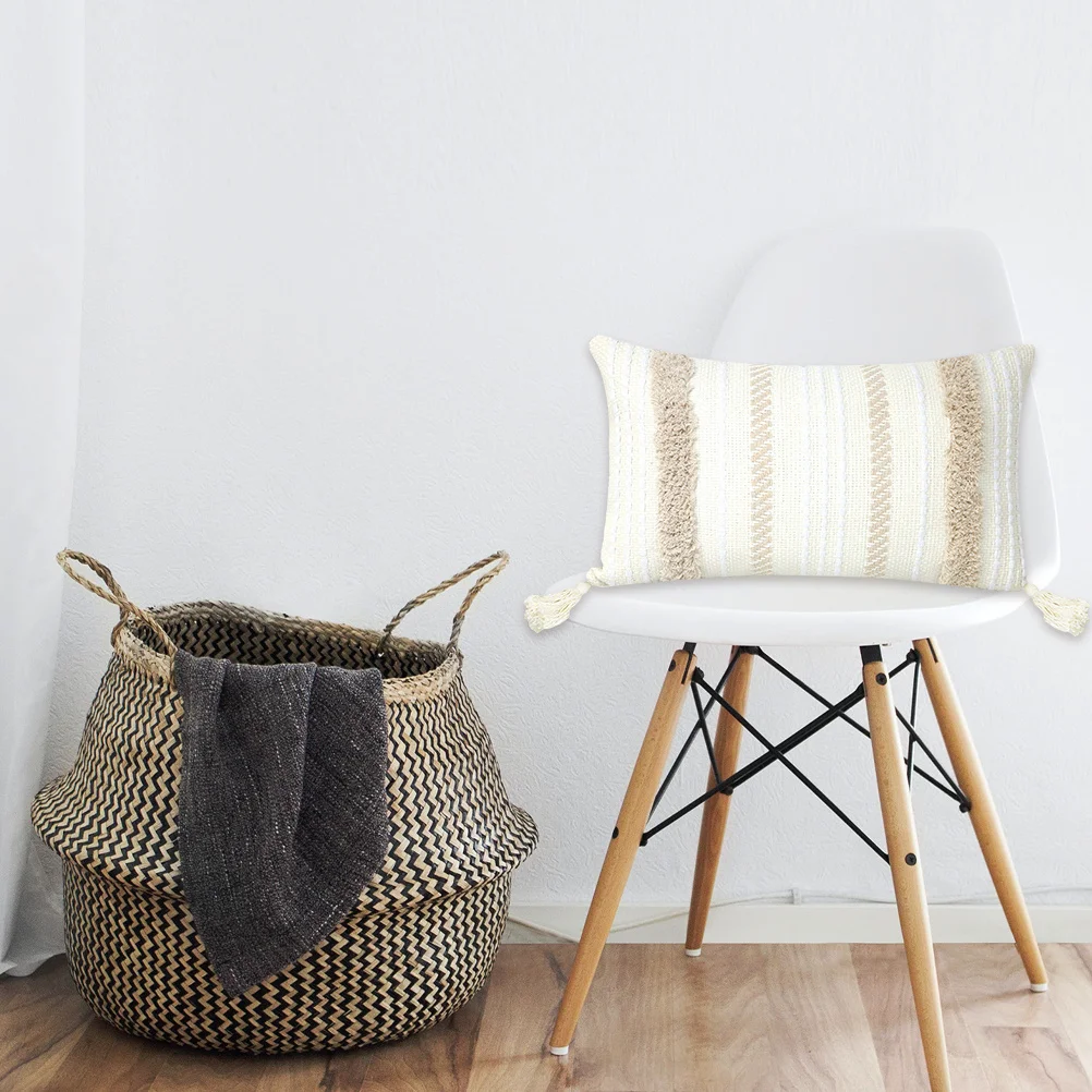 

Cotton Thread Woven Tassel Pillow Cover Macrame Throw Pillowcase for Sofa Bed Window Seat Yard Office Home Decor Cushion