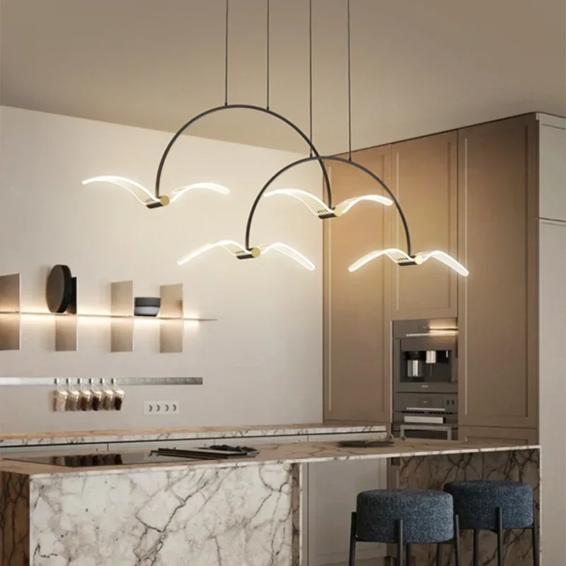 2026 High-end Modern Art Deco Seagull Bird Chandelier Cute Lighting 4000K Dining Room Kitchen Bedroom Cord Adjustable Pendant La