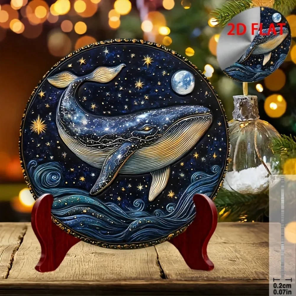 Vintage 2D Single Side Printed Aluminum Wall Art 8 in Round Waterproof Metal Sign for Living Room Spa Meditation Cafe