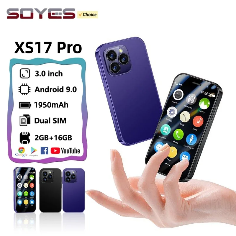 

SOYES XS17 Pro 3G Mini Smartphone 3.0inches MT6737 Quad Core 2GB RAM 16GB ROM 5MP Dual SIM Face Recognition Android Cellphone