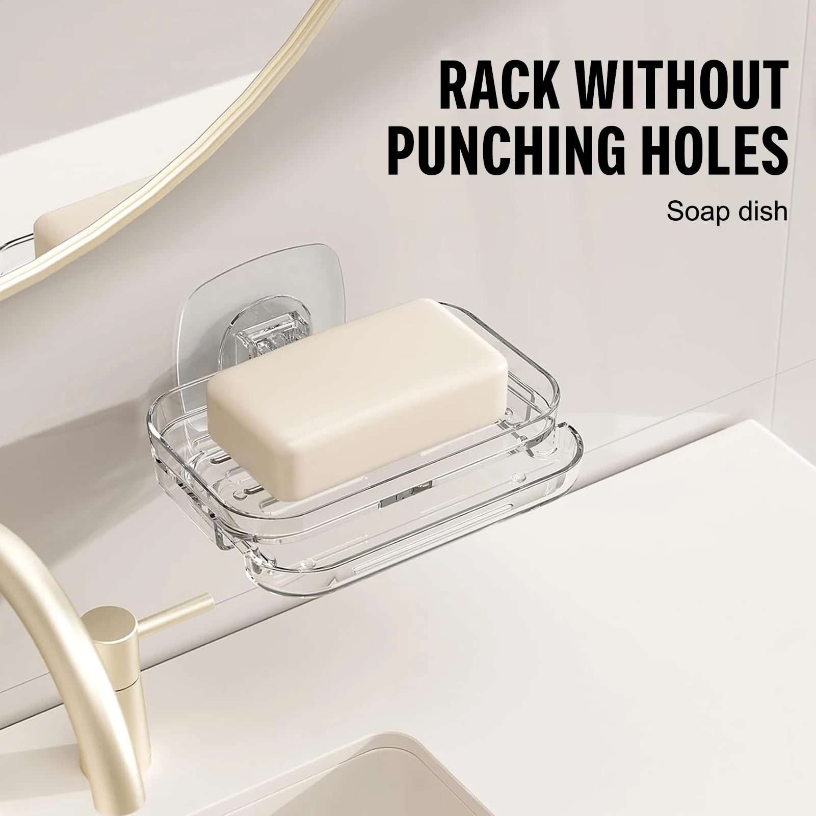 

Soap Organizer Rack Transparent Acrylic Draining Storage Holder Practical Wall Mounted Storage Bracket For Kitchen Bathroom 1pc