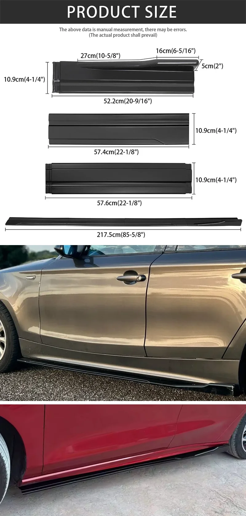 Für BMW Zubehör F30 F31 2012+ 3 Series Seitenschwellerverlängerungen Rocker Panel Lip 8 Stück 86,6 Zoll ABS-Kunststoff glänzend schwarz – Detail 2