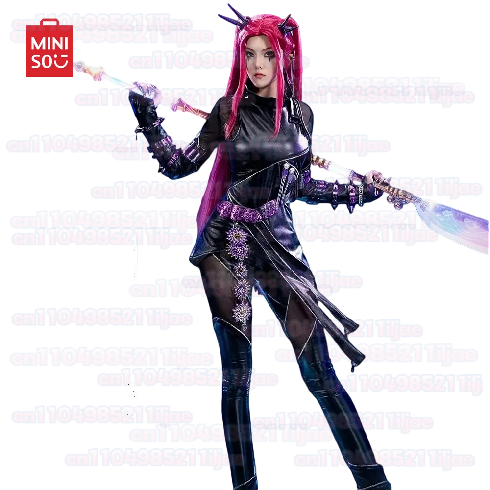 ชุดคอสเพลย์ MINISO สีดำใหม่สำหรับเด็ก ชุดมิรา โซอี้ รูมิ คอสเพลย์ Kpop【S-3XL】DokiDoki-R ชุดรูมิสำหรับฮาโลวีน ชุดรบ Huntrix ไซส์พลัส