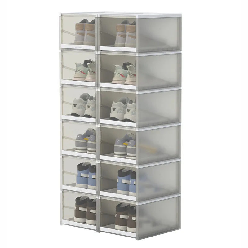 1 Piece Push-pull Shoes Box Rack Plastic Transparent Foldable Shoe Organizer Stackable Storage Drawer Boxes Sports Shoes Rack