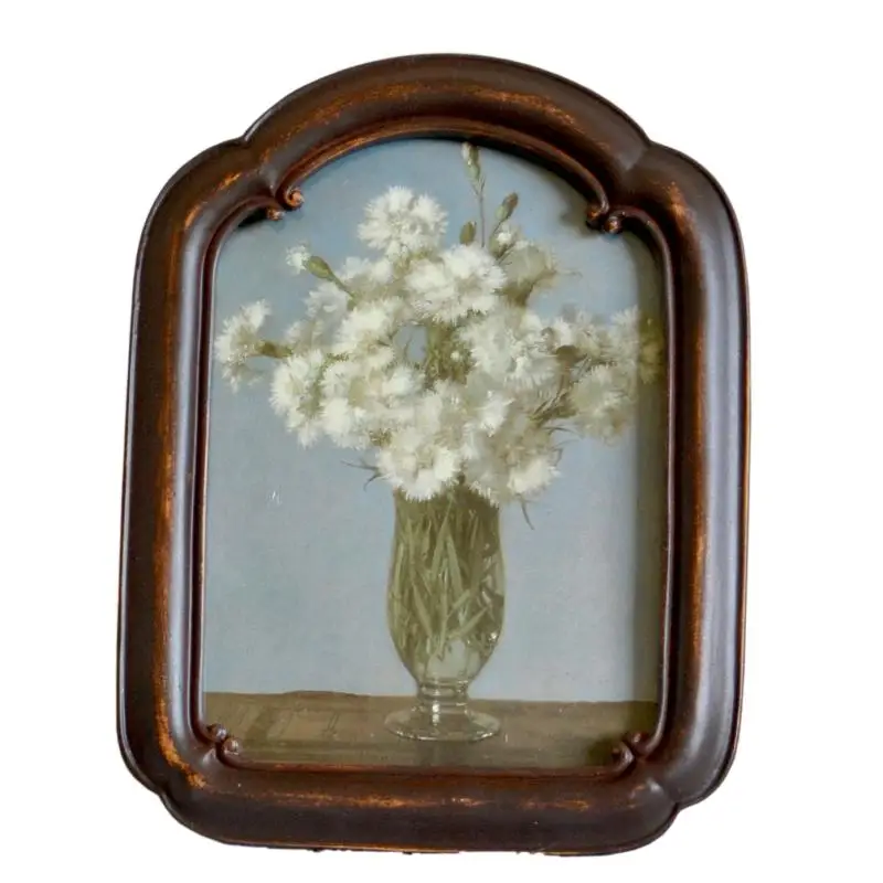 Dark wood nostalgic photo frame retro old wall hanging picture frame wall European relief resin