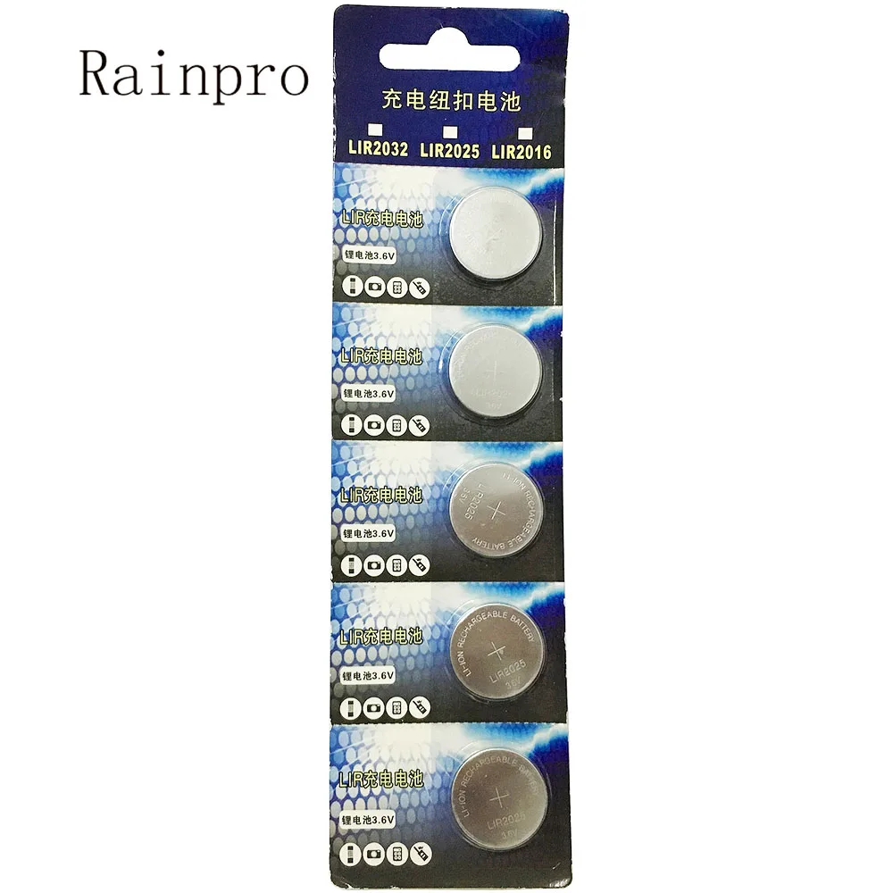 Перезаряжаемая литий-ионная аккумуляторная батарея Rainpro 5 шт./лот LIR2025 2025, 3,6 В