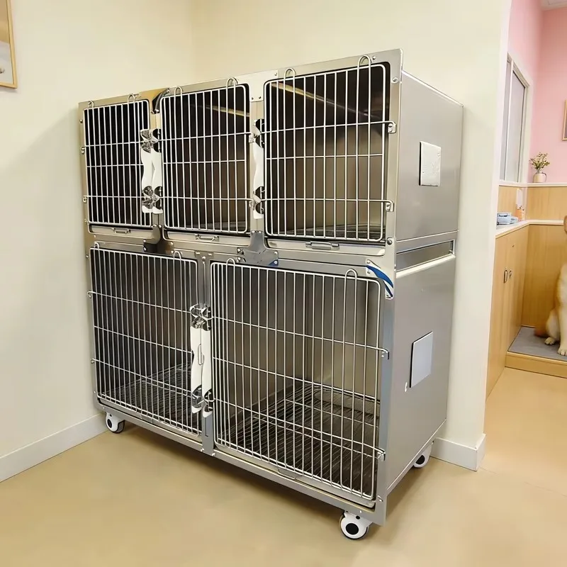 Stainless Steel Veterinary Hospital Cage Pet Medical Kennel Animal Recovery Cage Veterinary Clinic Equipment