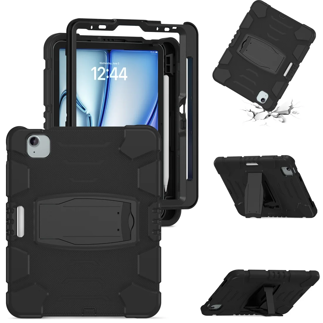 

case for iPad Air 11 M2 2024 6th, Heavy Duty Shockproof Kickstand Case For iPad Air 5th / 4th Gen 10.9 Inch Case (2022/2020)
