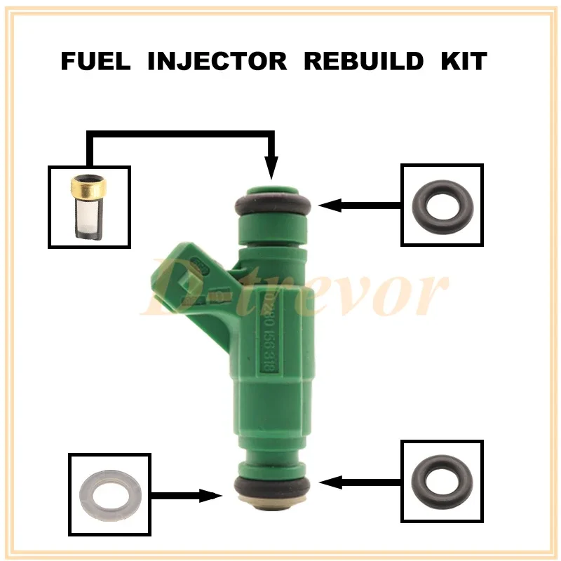 Fuel injector nozzle repair kit for 0280156318 Citroen C2 C3 C4 Xsara Berlingo Peugeot 206 307