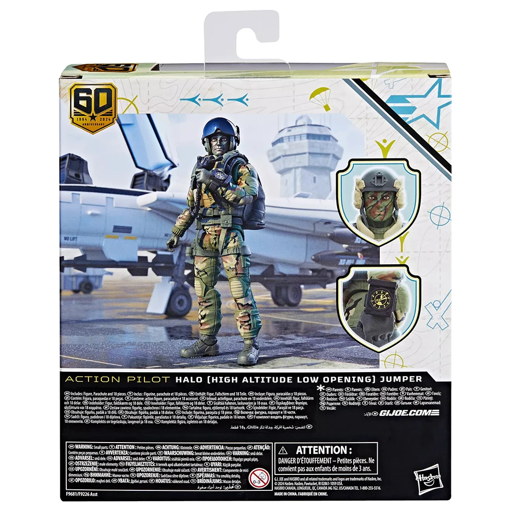 Hasbro G.I. Joe Classified Series 60th Anniversary Action Pilot HALO (High Altitude Low Opening) Jumper Anime Figure Model Toys