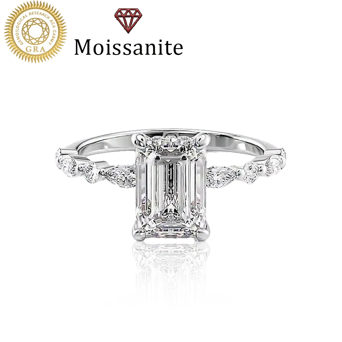 

1 Piece Women's Wedding Ring, Simple Rectangular Ring for Women, 2g S925 Sterling Silver, 2 Carat Moissanite, Gorgeous Bohemian Court Style, Engagement, Proposal, Wedding Anniversary, Valentine's Day Gift, Comes with Moissanite Certificate and Exquisite G