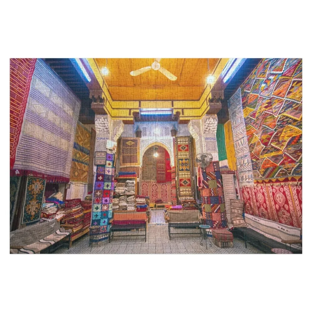 

Carpet shop in Fes, Morocco Jigsaw Puzzle Wooden Jigsaws For Adults Customizeds For Kids Customizable Child Gift Puzzle