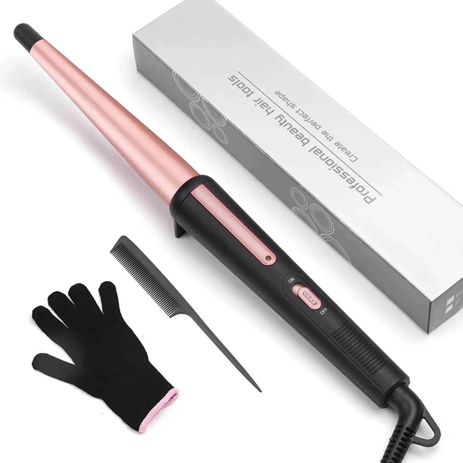 

Tapered Curling Iron 0.5-1 Inch, Ceramic Hair Curler with Glove, Dual Voltage 100-240V