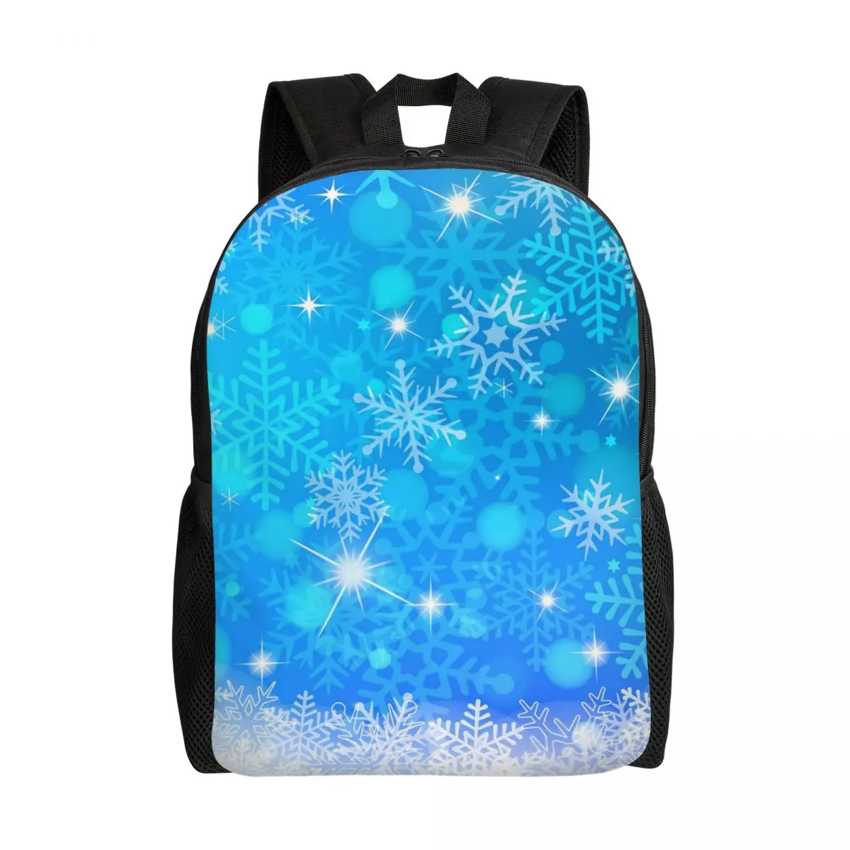 Sparkle Snowflake Backpack Blue Print Travel Backpacks Student Custom Soft School Bags Leisure Rucksack