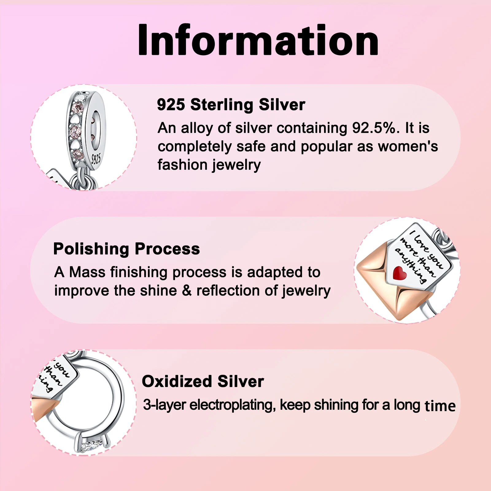 925 Sterling Silver Confession letter wedding ring Pendant Charm Fit Original  Charms Bracelets Women DIY Jewelry Gift