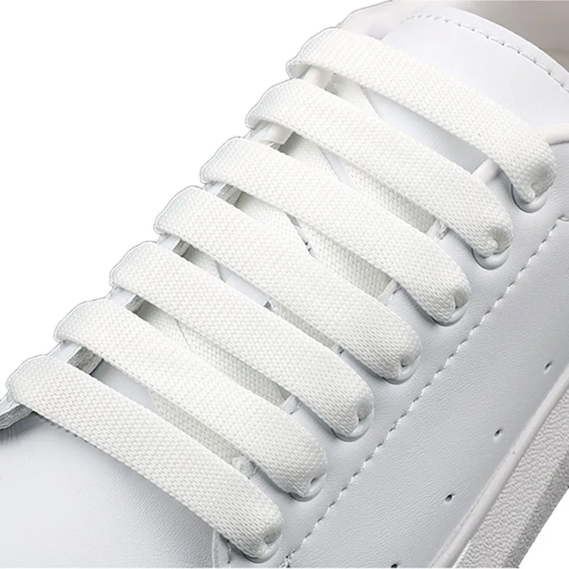 130CM White Black Color Shoelaces Shoelace MCQ Classic Shoe laces Casual White Shoes Flat Laces Unisex Precision Weaving Strings