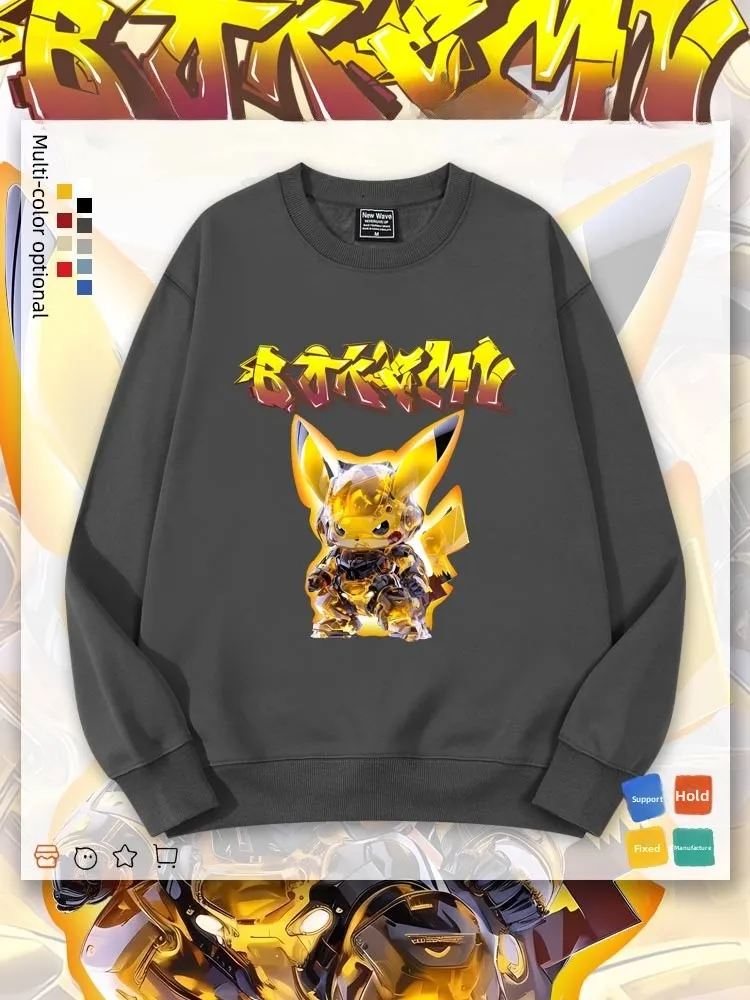 

ex Fce-lined Hoodie Cartoon Print round Ne Sweatirt Youth Casual Loose Fit Autumn Winter Jaet