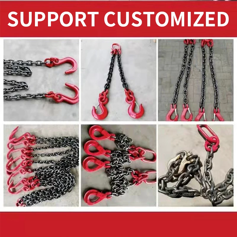 Alat tangan mengukur Rantai Rantai dengan 3T 2M 4 buah kait Rantai kerekan Blok penyimpanan Rantai Rantai