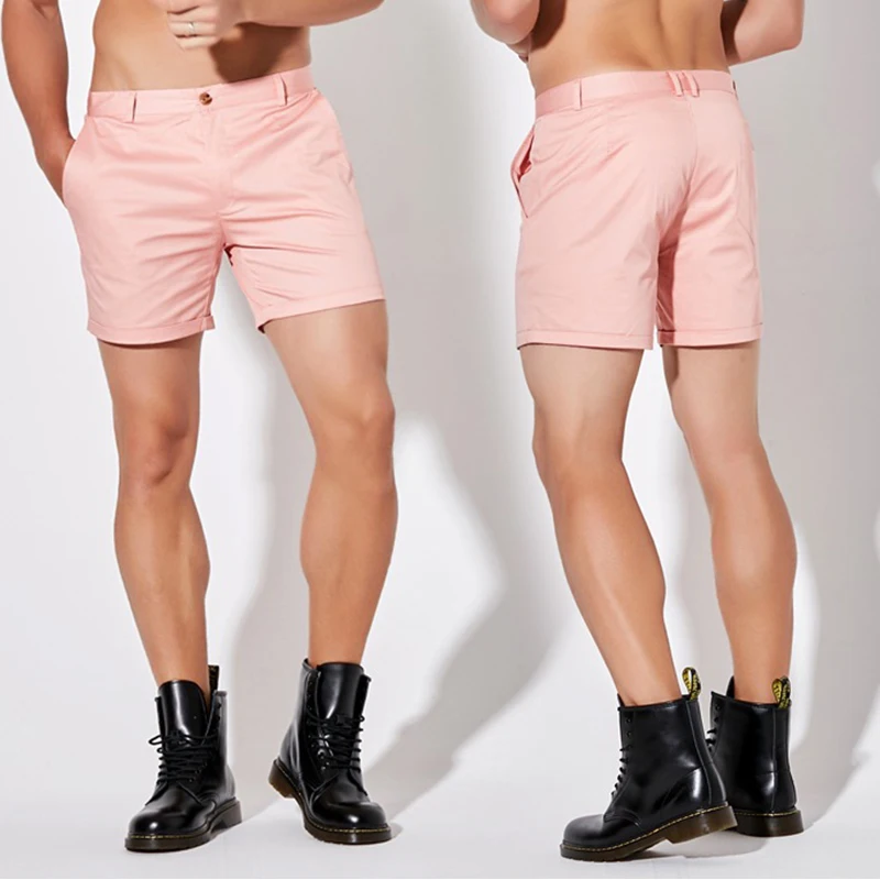 Pantalones cortos de algodón para hombre, Shorts masculinos de cintura media elástica, informales, de negocios, de verano