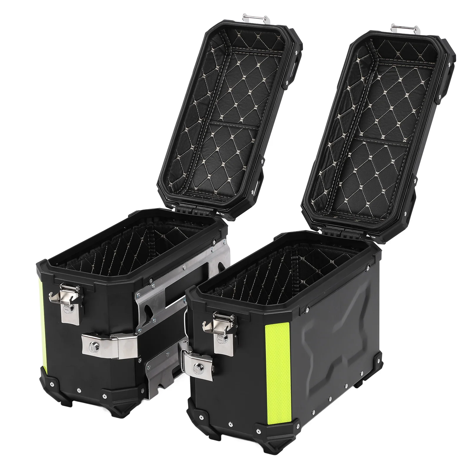 2 Stück Motorrad-Seitenkoffer 38L Aluminium Moto Satteltasche Seitengepäckkoffer Schnellverschluss Wasserdichte Werkzeugbox mit PU-Leder-Futter – Detail 6