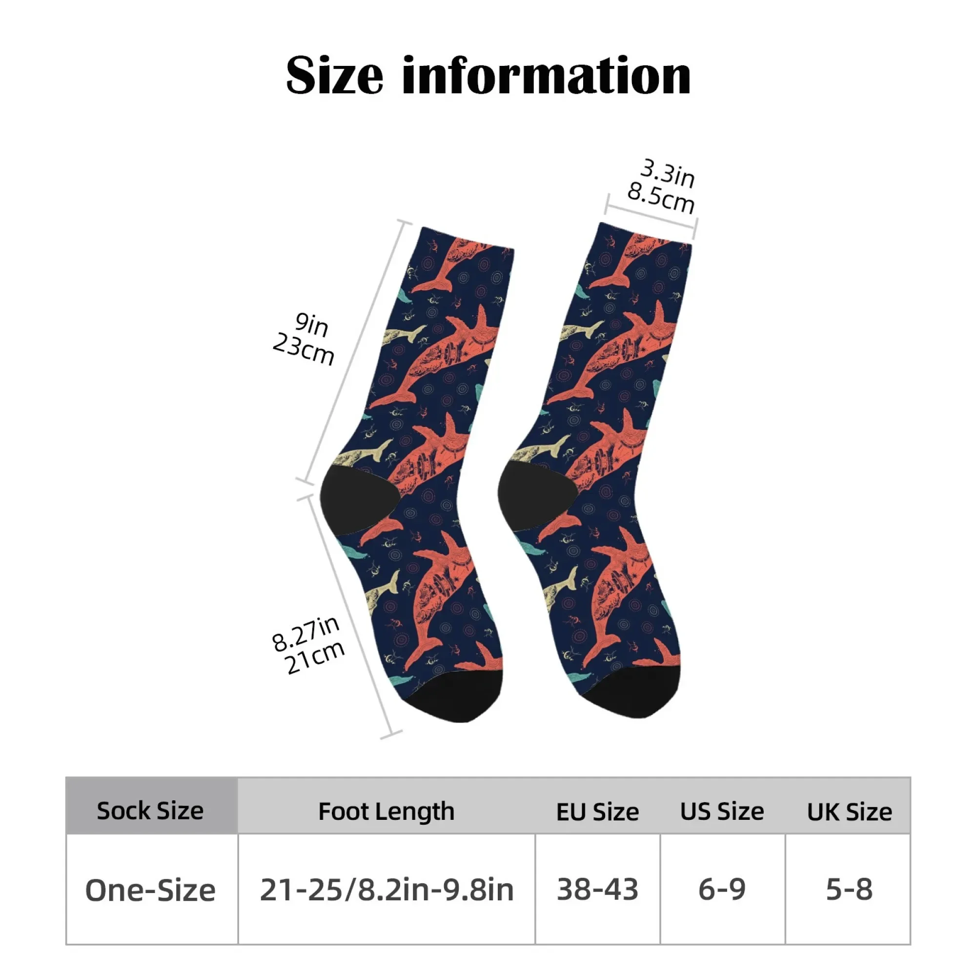 الإبداعية مجردة هندسية الحوت طباعة الرجال الجوارب الرجعية موضة جوارب رياضية غير رسمية هدية خمر نمط اللياقة البدنية السفر ركوب الدراجات