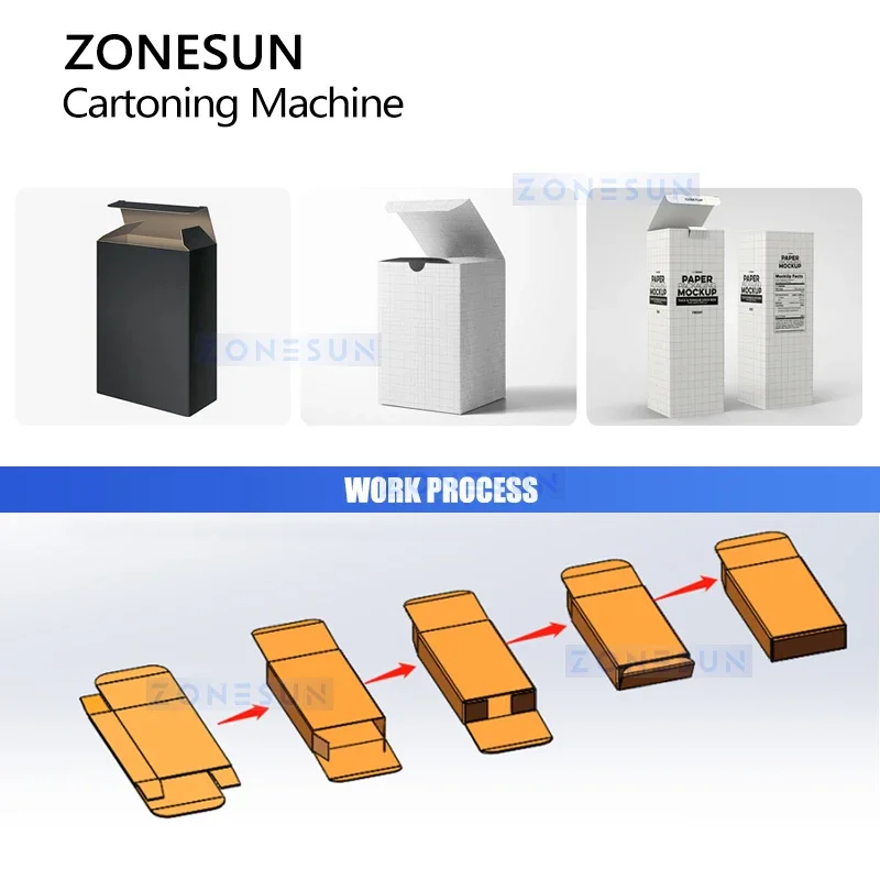 ZONESUN Single-sided Cartoning Machine Horizontal Cartoner Carton Folding Machine for Open Top Boxes ZS-KW080