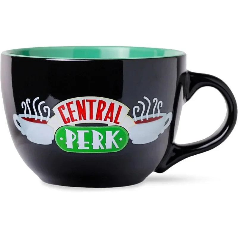 Central Perk Black Ceramic Mug Oversized for Coffee, Soup, 24 Ounces