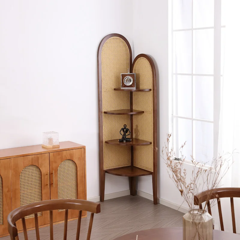 Japanese rattan solid wood screen partition living room hotel lobby homestay small household simple folding mobile entrance