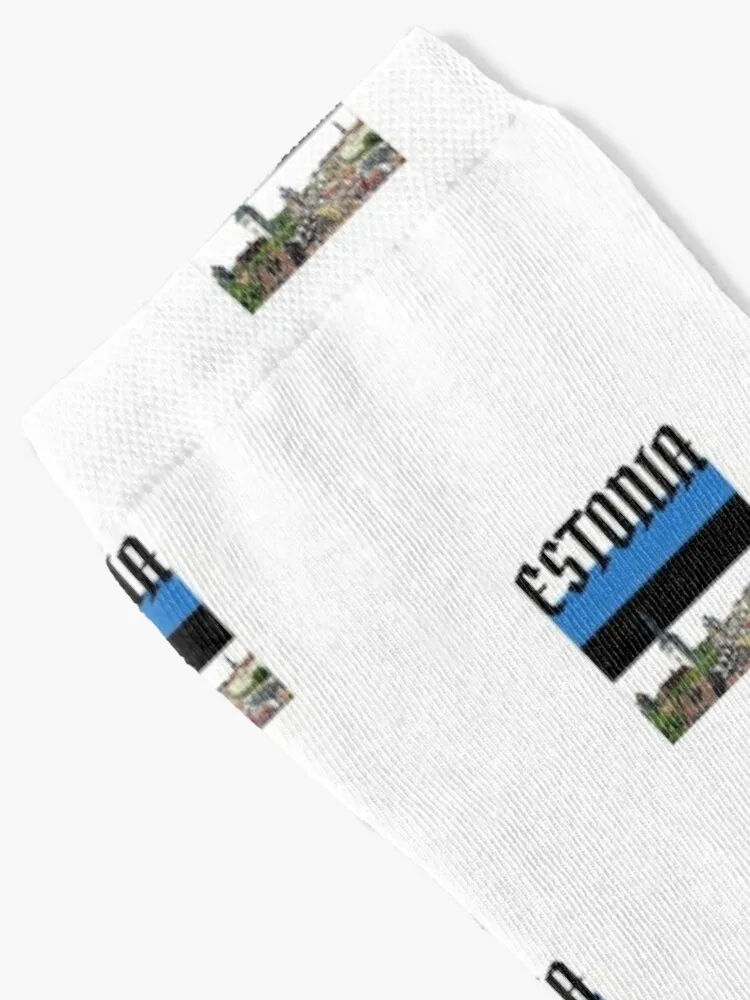 Estonia Souvenir Landmark, Estonia Flag Travel Socks Funny Man Socks Men'S Sports Socks