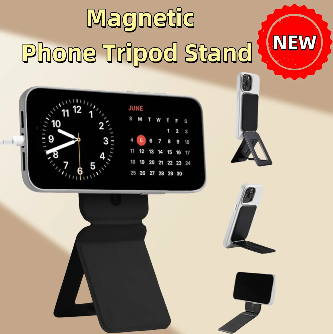 Phone Tripod Stand Compatible with iPhone 16/15/14/13/12 Series, Angle Adjustment,Strong Magnets,Selfie Stick Tripod