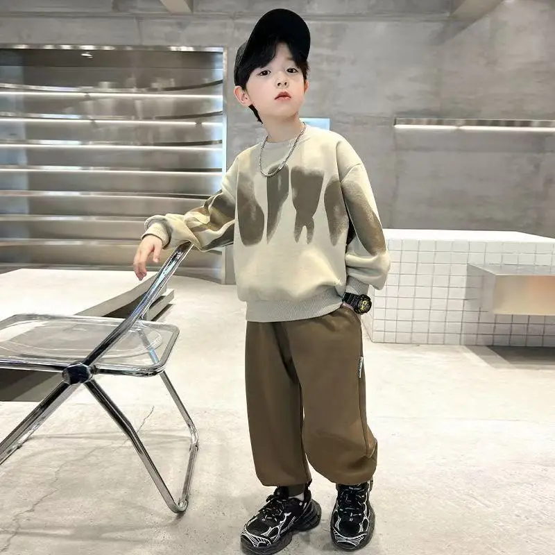 Spring Autumn Boys Cotton Loose Alphabet Printing Sweatshirt School Kids Tracksuit Coat Child Workout Pullover Jumper 5-15 Years