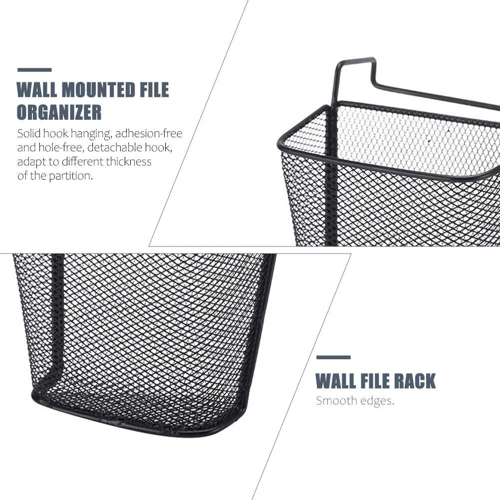 

Desk Hanging Basket For Office Iron Storage Rack No Hole Adhesive-Free Organizer Files Pens Supplies Printing Products Holder