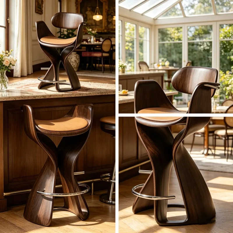 Painted solid wood color chair retro special-shaped fiberglass back chair living room