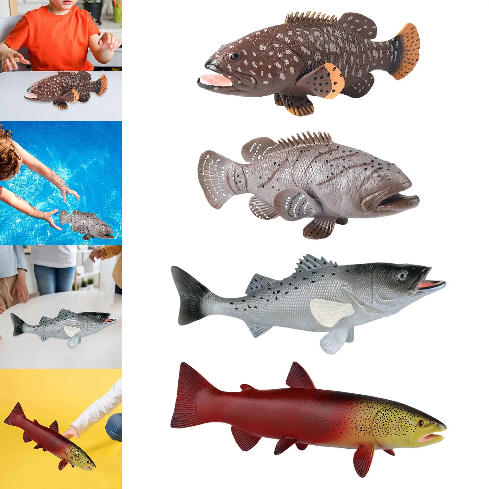 Modelo de animales marinos, juguete educativo para decoración de escritorio, figuras de juguete de trucha roja para regalo de vacaciones, recuerdos de fiesta para niños en edad preescolar