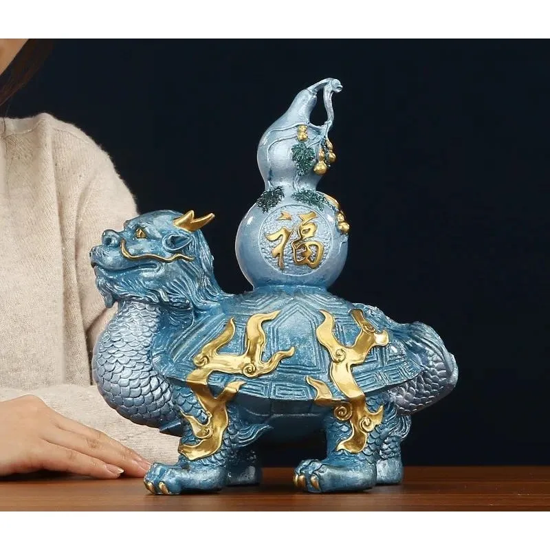 Brass gourd dragon turtle color copper faucet turtle home furnishing living room office desktop crafts opening gift