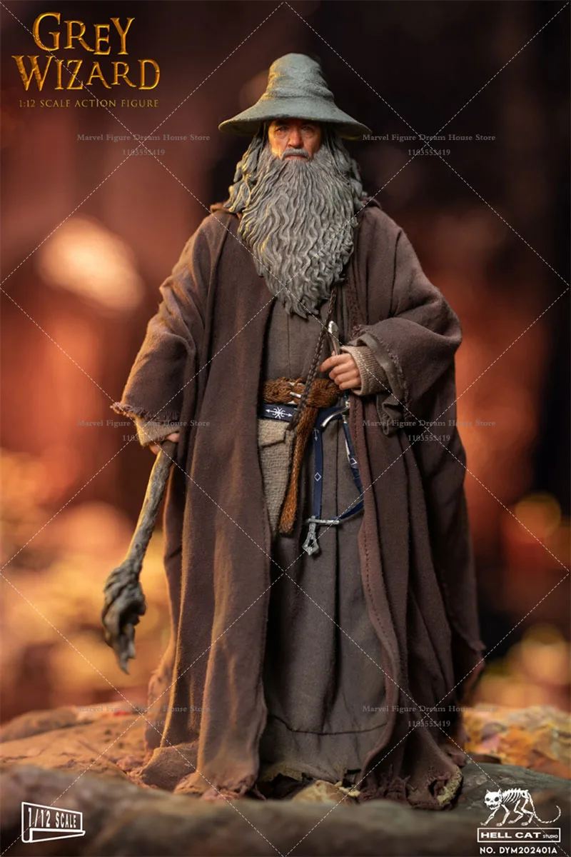 DYM202401 Hellcat 1/12 Scale Elf Old Man Grey Robed Wizard Gandálfr Magical Continent 6-inch Full Set Action Figure Soldier